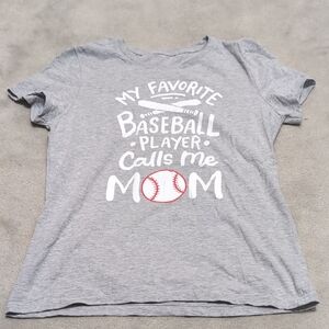 Gray Baseball Graphic Tee For Mom's Of Kids Who Play Baseball